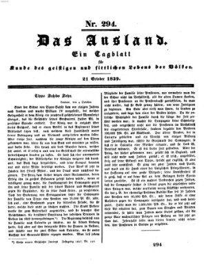 Das Ausland Montag 21. Oktober 1839