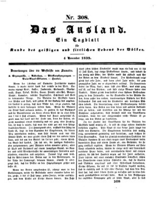 Das Ausland Montag 4. November 1839