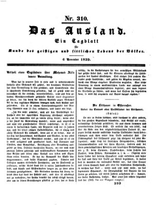 Das Ausland Mittwoch 6. November 1839