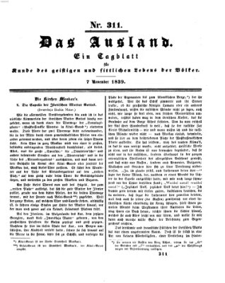 Das Ausland Donnerstag 7. November 1839