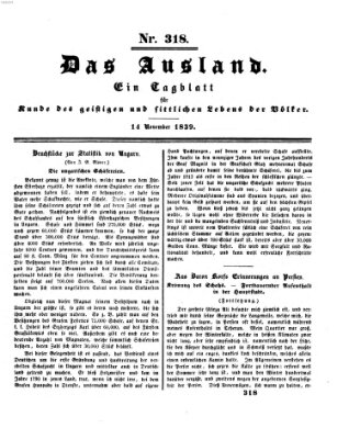 Das Ausland Donnerstag 14. November 1839