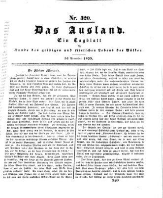 Das Ausland Samstag 16. November 1839