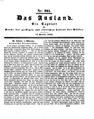 Das Ausland Sonntag 17. November 1839