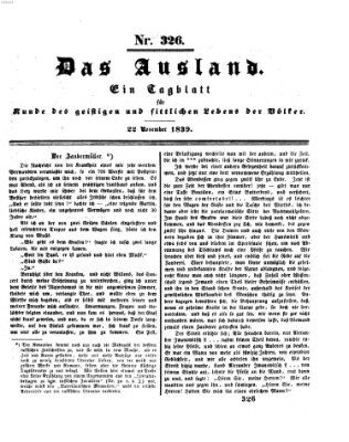 Das Ausland Freitag 22. November 1839