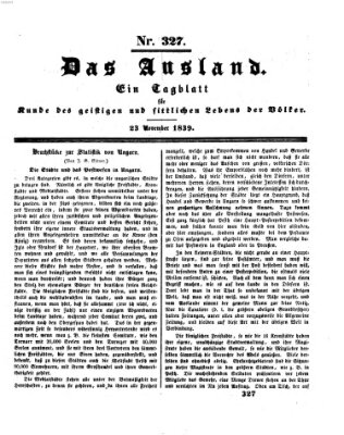 Das Ausland Samstag 23. November 1839