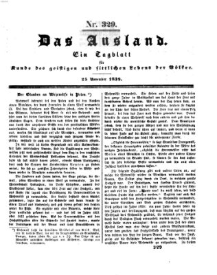 Das Ausland Montag 25. November 1839