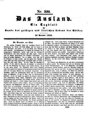 Das Ausland Donnerstag 28. November 1839