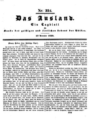 Das Ausland Samstag 30. November 1839