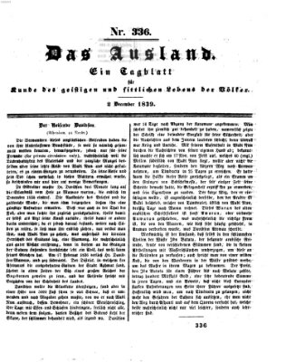 Das Ausland Montag 2. Dezember 1839