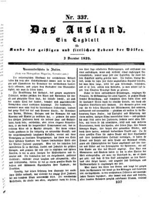 Das Ausland Dienstag 3. Dezember 1839