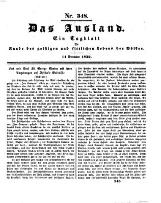 Das Ausland Samstag 14. Dezember 1839