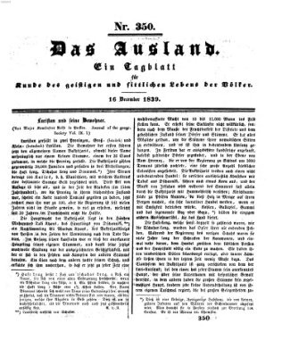 Das Ausland Montag 16. Dezember 1839