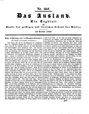 Das Ausland Montag 23. Dezember 1839