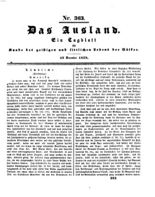 Das Ausland Sonntag 29. Dezember 1839