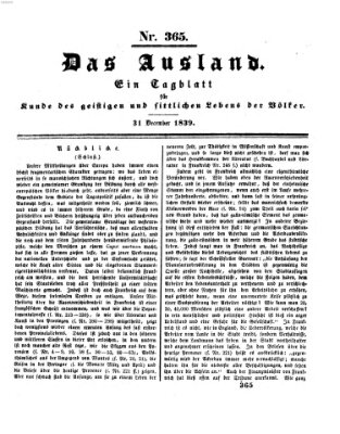 Das Ausland Dienstag 31. Dezember 1839