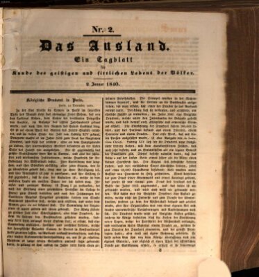 Das Ausland Donnerstag 2. Januar 1840