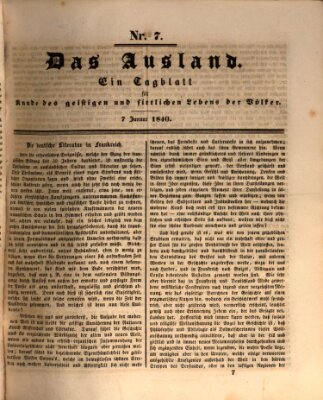 Das Ausland Dienstag 7. Januar 1840