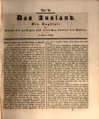 Das Ausland Donnerstag 9. Januar 1840