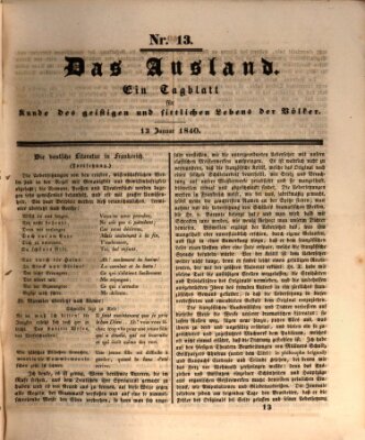 Das Ausland Montag 13. Januar 1840