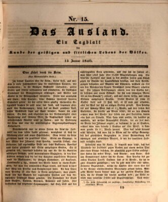 Das Ausland Mittwoch 15. Januar 1840