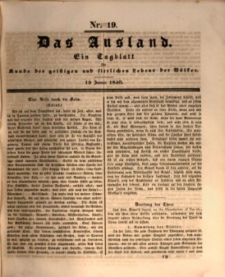 Das Ausland Sonntag 19. Januar 1840