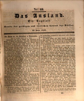 Das Ausland Donnerstag 23. Januar 1840