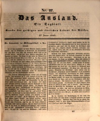 Das Ausland Montag 27. Januar 1840