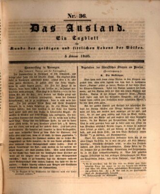 Das Ausland Mittwoch 5. Februar 1840