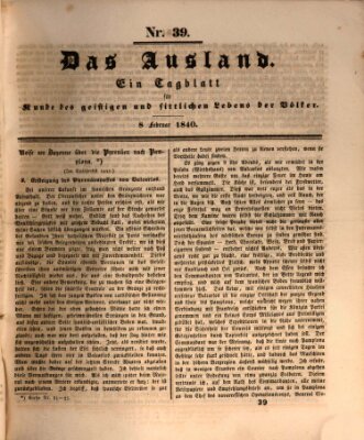 Das Ausland Samstag 8. Februar 1840