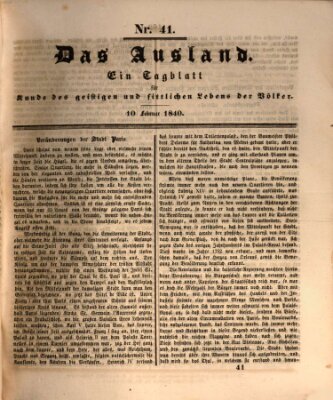 Das Ausland Montag 10. Februar 1840