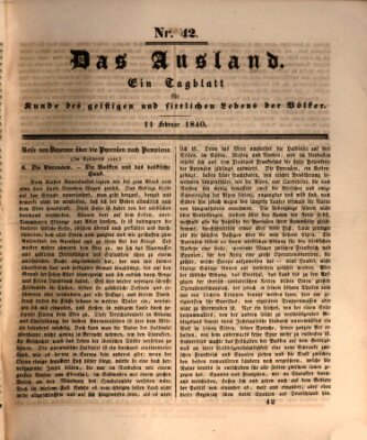 Das Ausland Dienstag 11. Februar 1840