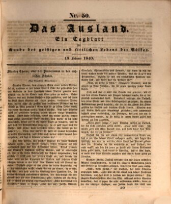 Das Ausland Mittwoch 19. Februar 1840