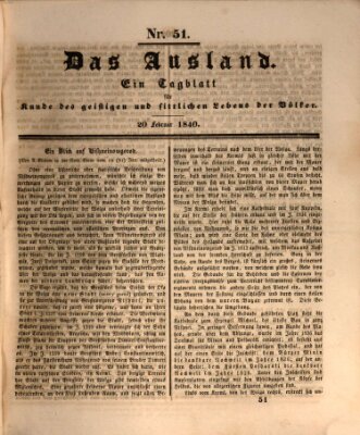 Das Ausland Donnerstag 20. Februar 1840