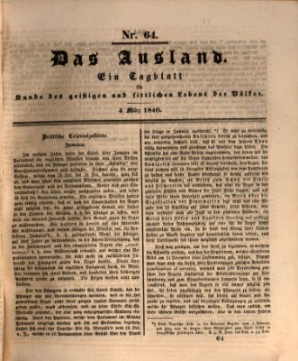 Das Ausland Mittwoch 4. März 1840