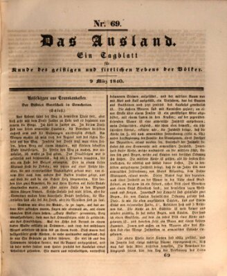 Das Ausland Montag 9. März 1840