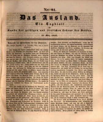 Das Ausland Samstag 21. März 1840