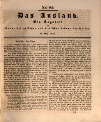 Das Ausland Sonntag 29. März 1840