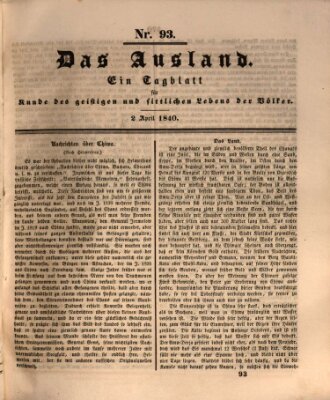 Das Ausland Donnerstag 2. April 1840