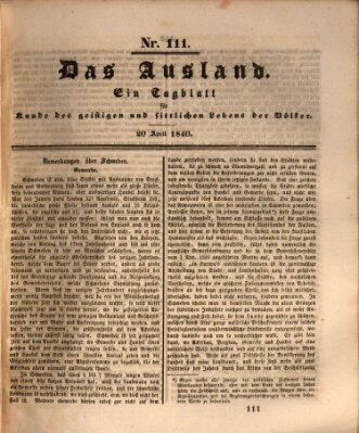 Das Ausland Montag 20. April 1840