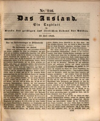 Das Ausland Samstag 25. April 1840