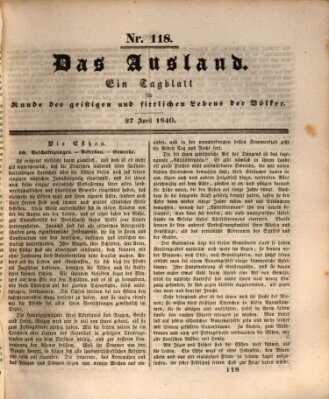 Das Ausland Montag 27. April 1840