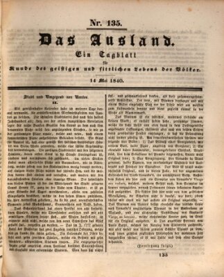 Das Ausland Donnerstag 14. Mai 1840