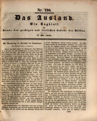 Das Ausland Sonntag 17. Mai 1840