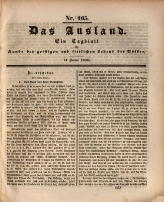 Das Ausland Samstag 13. Juni 1840