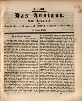 Das Ausland Montag 15. Juni 1840