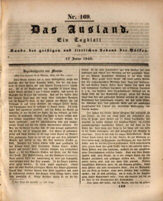 Das Ausland Mittwoch 17. Juni 1840