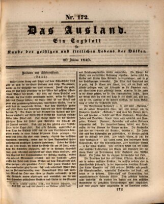 Das Ausland Samstag 20. Juni 1840