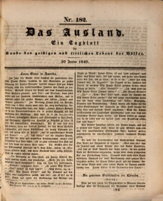 Das Ausland Dienstag 30. Juni 1840