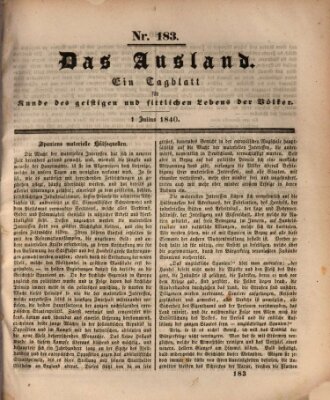 Das Ausland Mittwoch 1. Juli 1840