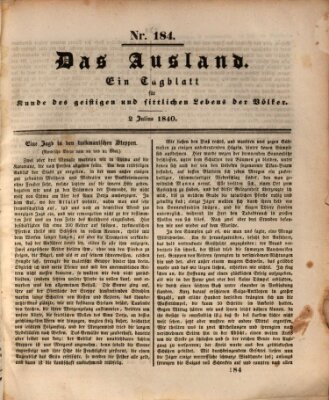 Das Ausland Donnerstag 2. Juli 1840